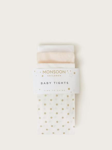 Monsoon Baby Tights, Pack of 3, Multi - view 2, Multi