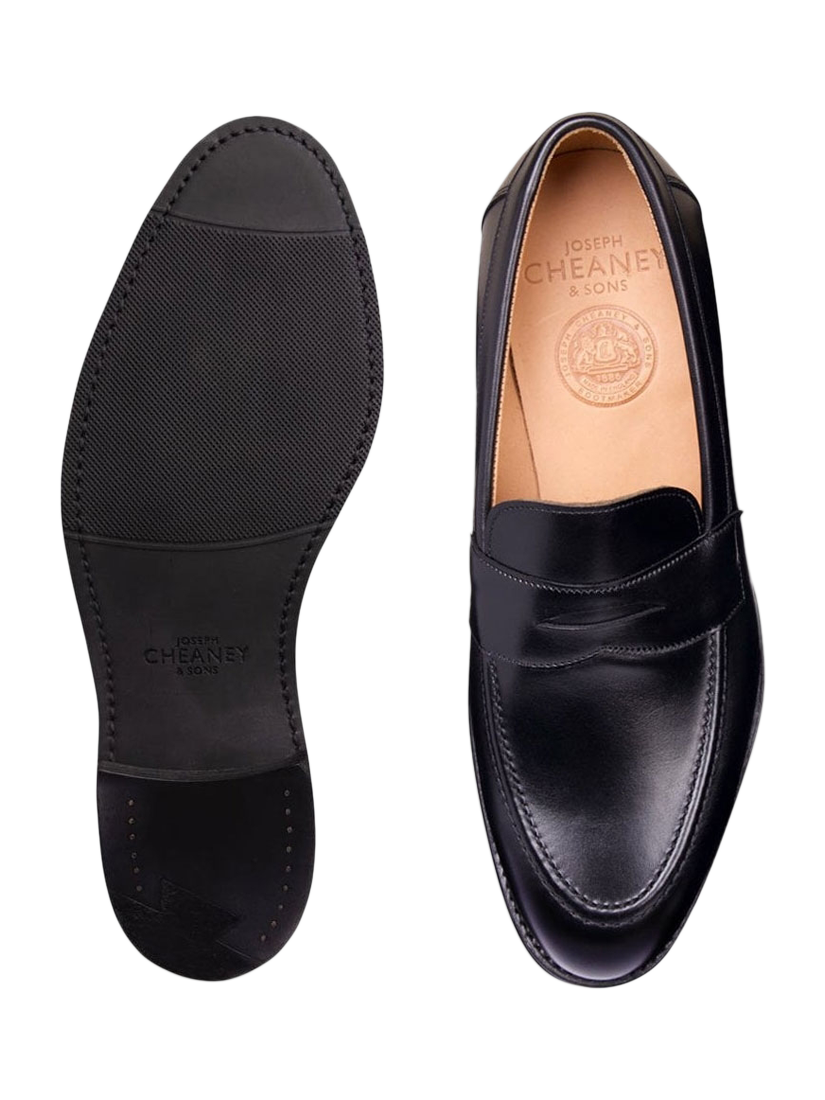 Product image 3 of 3, which shows Cheaney Hadley D Leather Penny Loafers, Black, 7.5