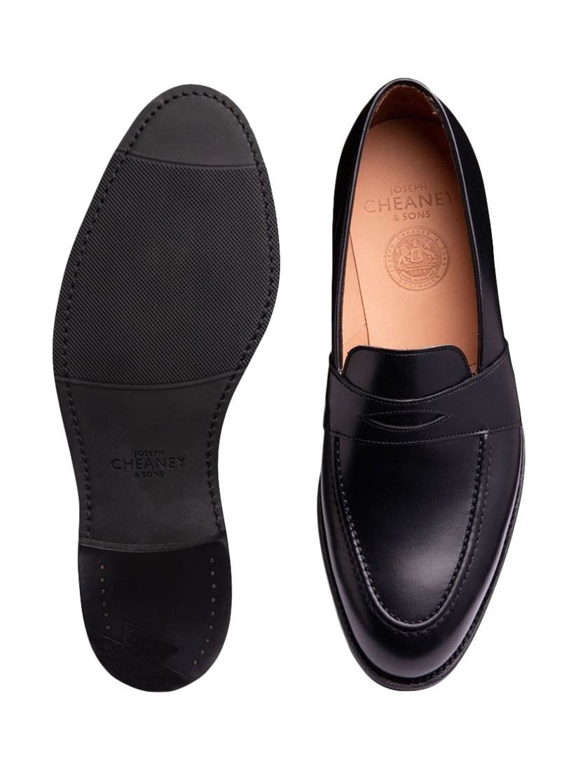 Product image 3 of 3, which shows Cheaney Gracechurch D Leather Penny Loafers, Black, 8