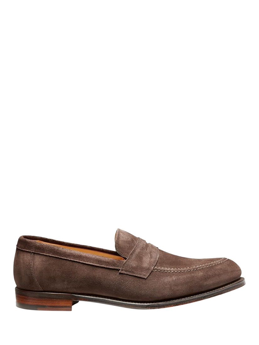 Product image 1 of 3, which shows Cheaney Hadley EF Suede Penny Loafers, Brown, 12