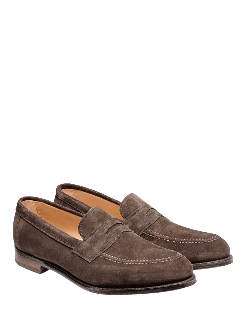 Product image 2 of 3, which shows Cheaney Hadley EF Suede Penny Loafers, Brown, 12