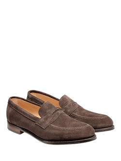 Cheaney Hadley EF Suede Penny Loafers, Brown - view 2, Brown