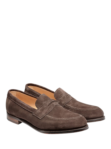 Cheaney Hadley EF Suede Penny Loafers, Brown - view 2, Brown