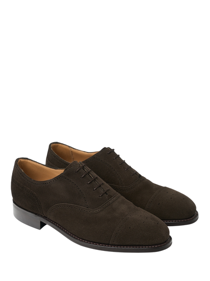 Cheaney Kelmarsh R Suede Oxford Brogues, Dark Brown - view 2, Dark Brown