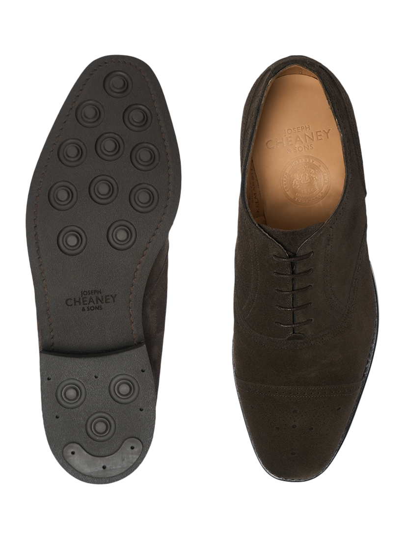 Product image 3 of 3, which shows Cheaney Kelmarsh R Suede Oxford Brogues, Dark Brown, 8.5