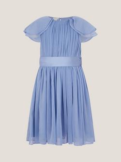 Monsoon Kids' Ava Chiffon Cape Sleeve Bridesmaid Dress, Blue