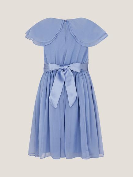 Monsoon Kids' Ava Chiffon Cape Sleeve Bridesmaid Dress - view 2, Blue