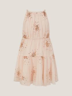 Monsoon Kids' Tilly Sequin Tiered Party Dress, Pink - view 2, Pink