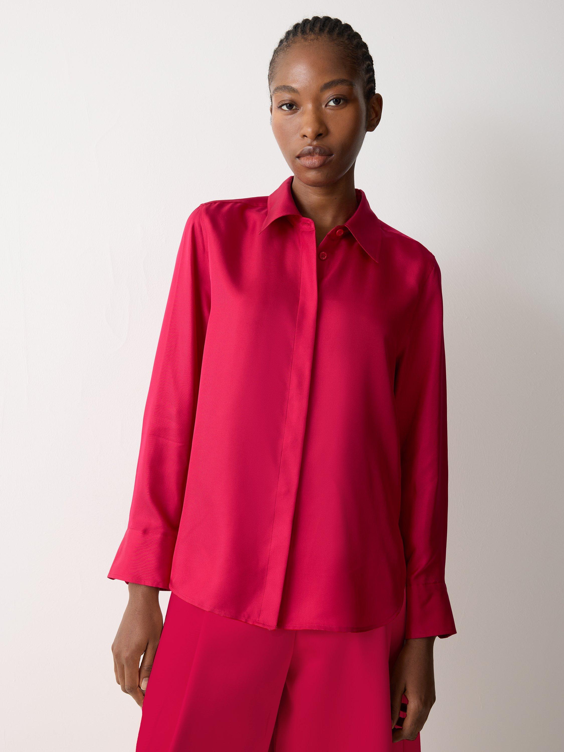 Product image 1 of 5, which shows Jigsaw Pure Silk Twill Shirt, Pink, 8