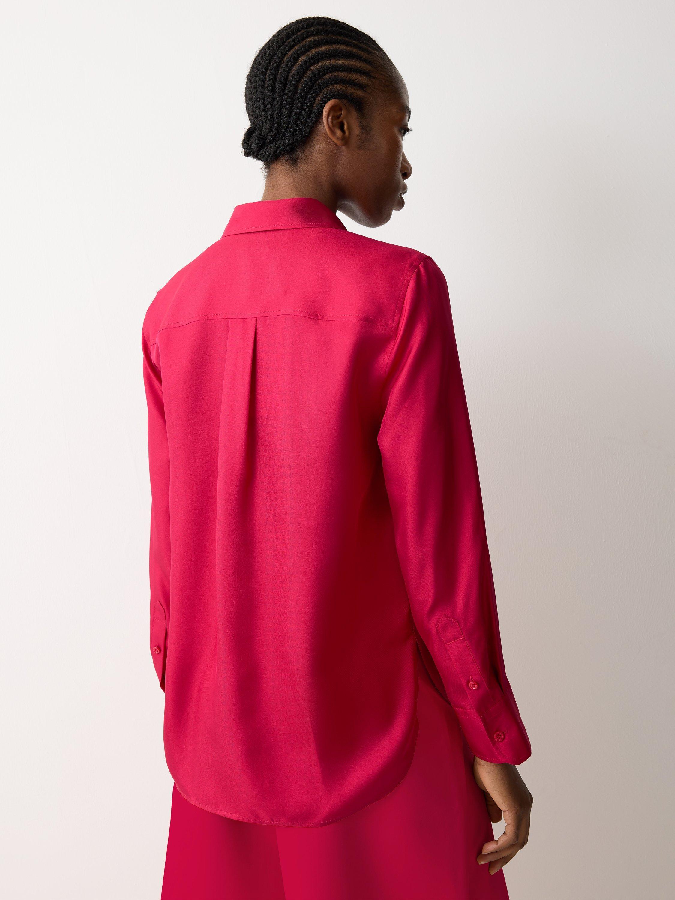 Product image 2 of 5, which shows Jigsaw Pure Silk Twill Shirt, Pink, 8