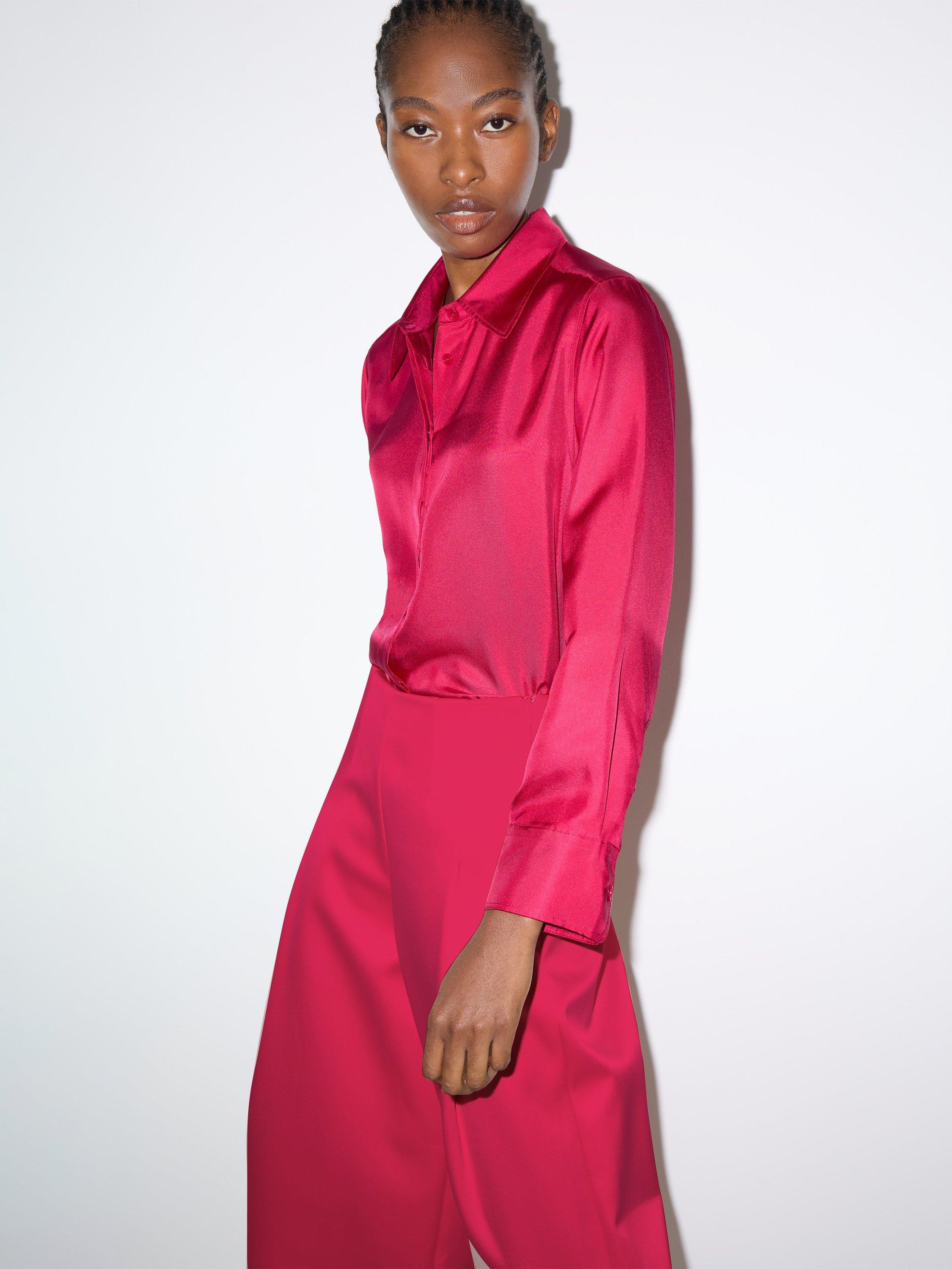 Product image 5 of 5, which shows Jigsaw Pure Silk Twill Shirt, Pink, 8