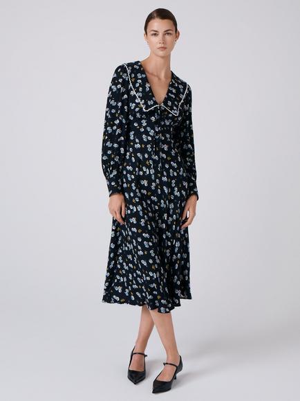 Ghost Ashley Floral Midi Dress, Black/Multi, Black/Multi