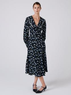 Ghost Ashley Floral Midi Dress, Black/Multi - view 2, Black/Multi