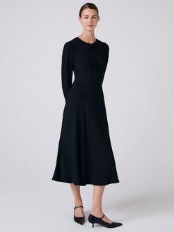 Ghost Cora Round Neck Flared Midi Dress, Black