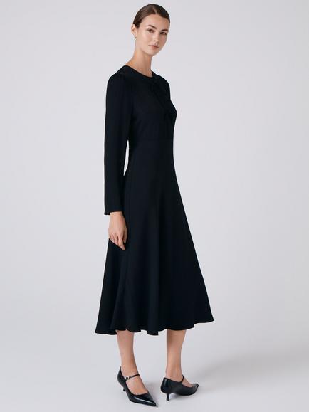Ghost Cora Round Neck Flared Midi Dress - view 2, Black