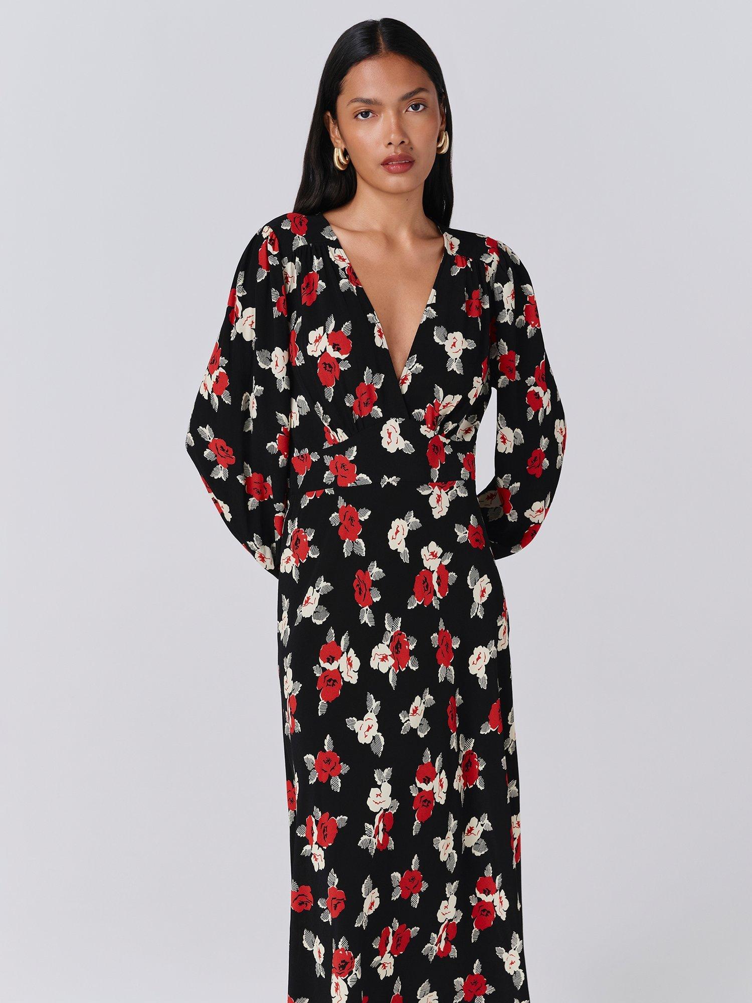 Product image 2 of 5, which shows Ghost Gracie Floral Dress, Black/Multi, XS