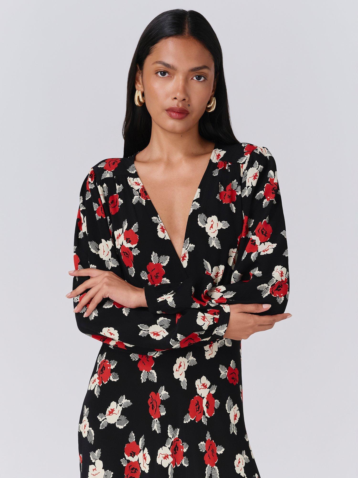 Product image 3 of 5, which shows Ghost Gracie Floral Dress, Black/Multi, XS