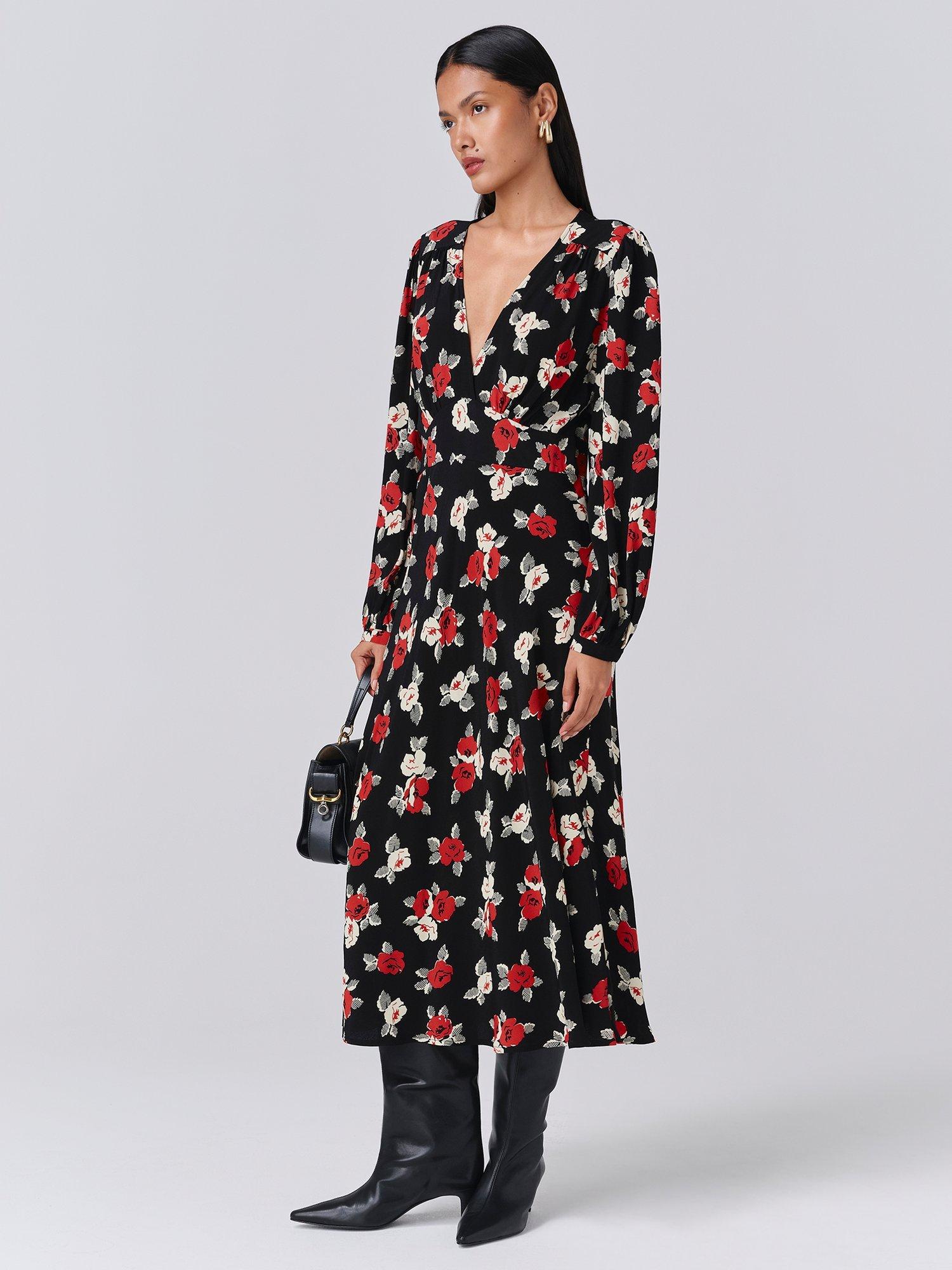 Product image 4 of 5, which shows Ghost Gracie Floral Dress, Black/Multi, XS