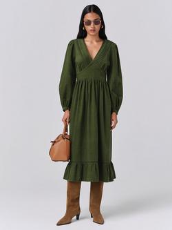 Ghost Gracie Corduroy Midi Dress, Green