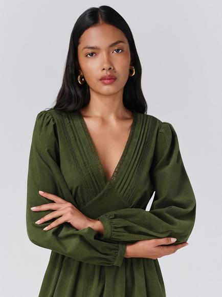 Ghost Gracie Corduroy Midi Dress - view 2, Green