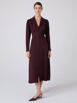 Ghost Elena Crepe Midi Dress, Aubergine