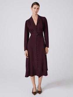 Ghost Elena Crepe Midi Dress - view 2, Aubergine