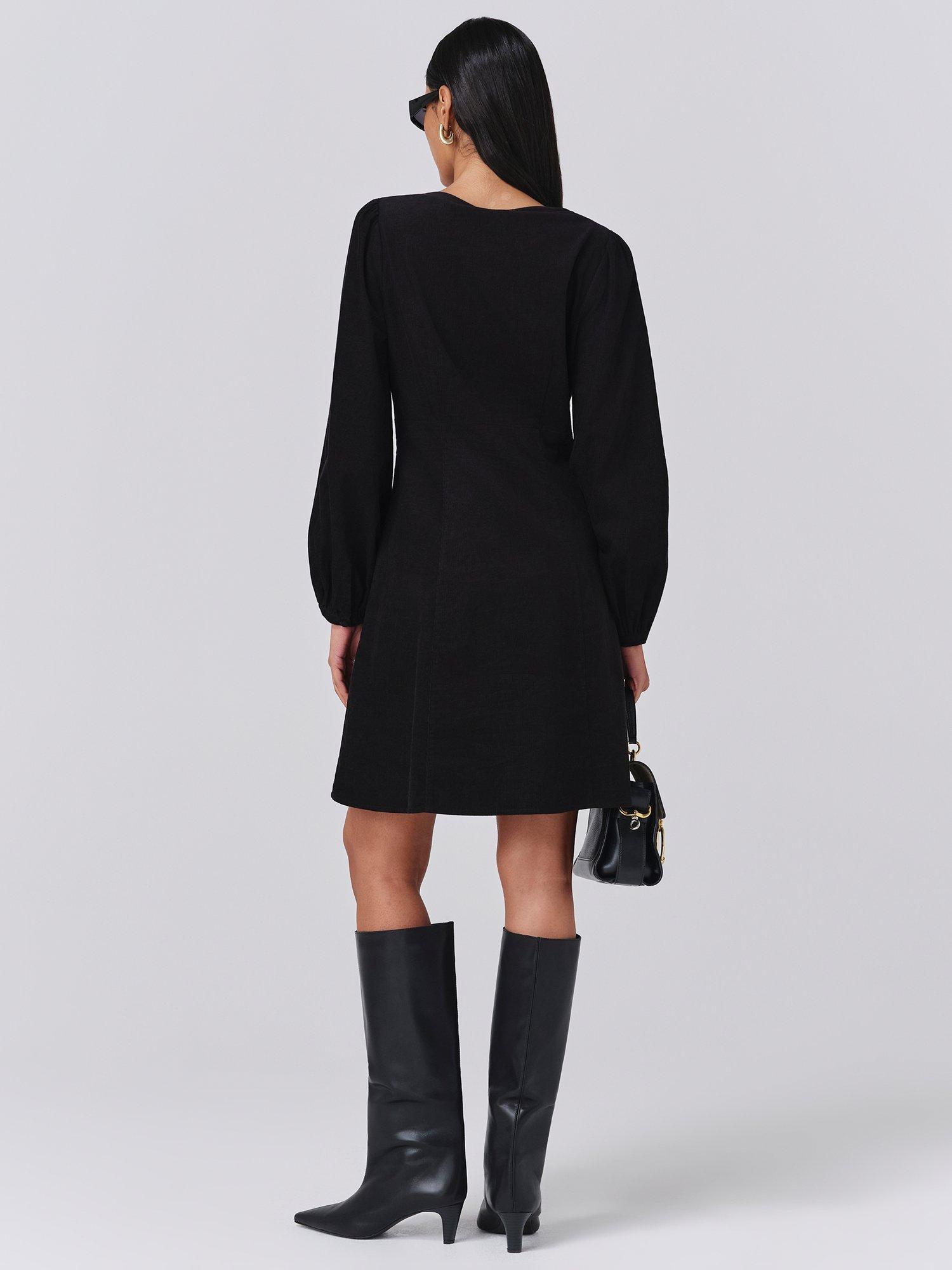 Product image 5 of 5, which shows Ghost Eliza Embroidered Neck Dress, Black, XS