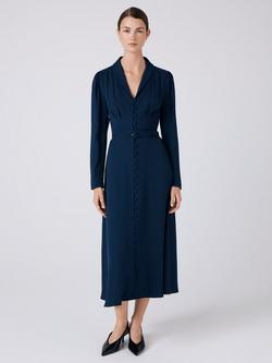 Ghost Elena Crepe Midi Dress, Navy