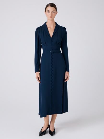 Ghost Elena Crepe Midi Dress, Navy