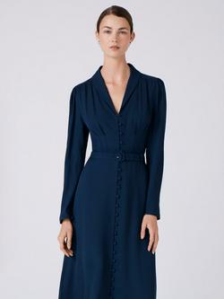 Ghost Elena Crepe Midi Dress - view 2, Navy