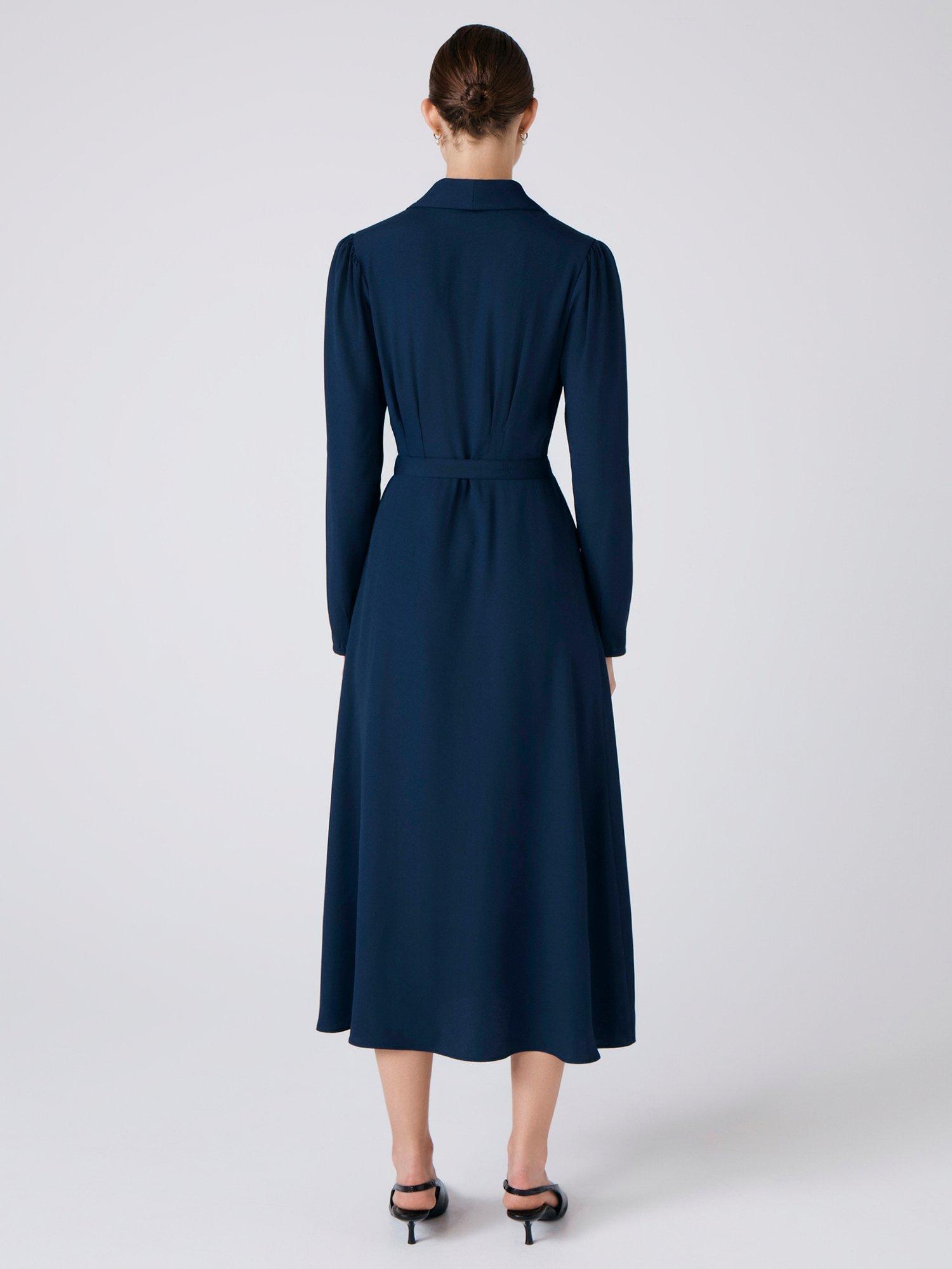 Product image 5 of 5, which shows Ghost Elena Crepe Midi Dress, Navy, XS