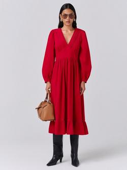 Ghost Gracie Corduroy Midi Dress, Red