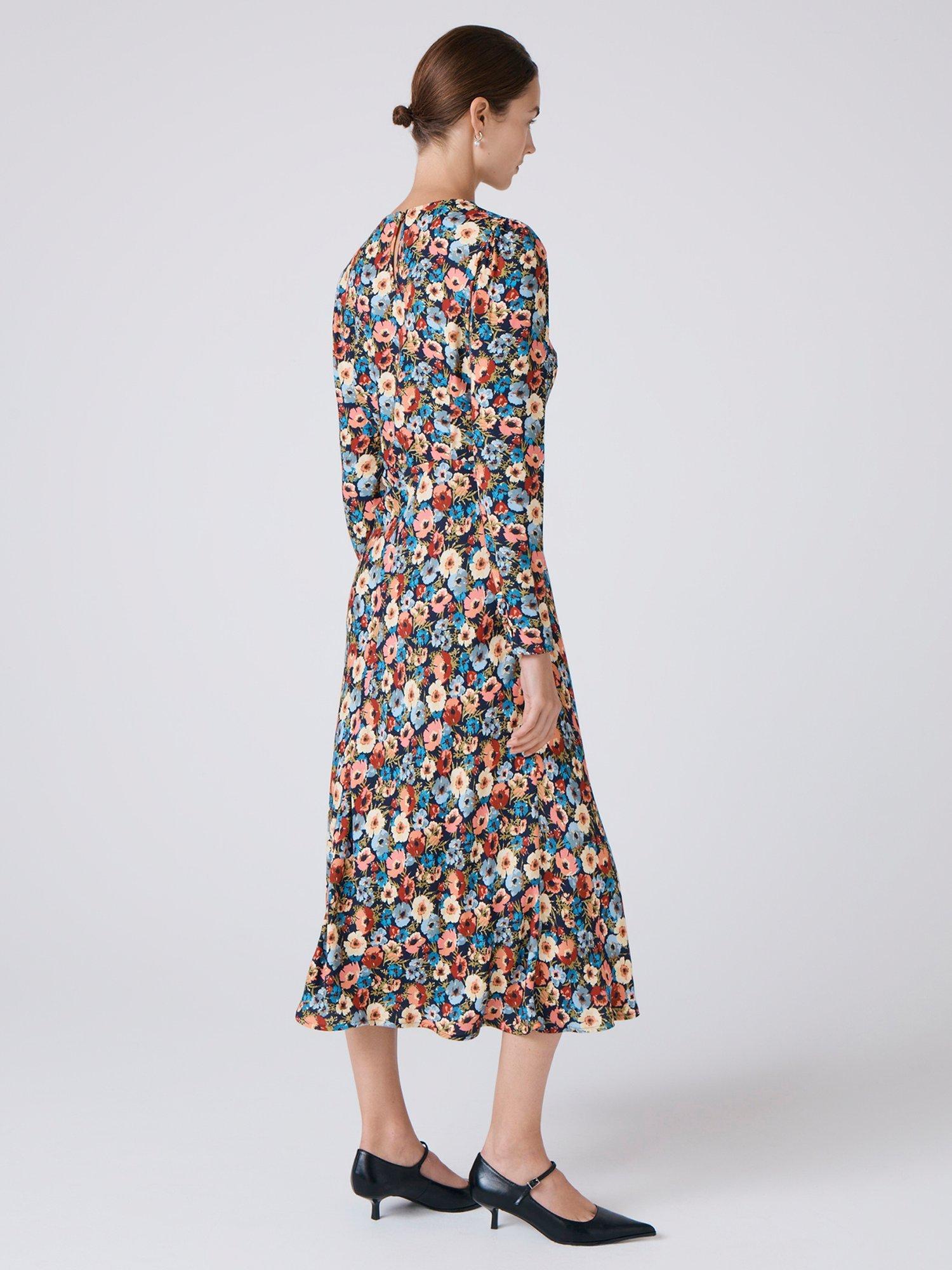 Product image 5 of 5, which shows Ghost Josie Midi Floral Shift Dress , Blue Floral, XS