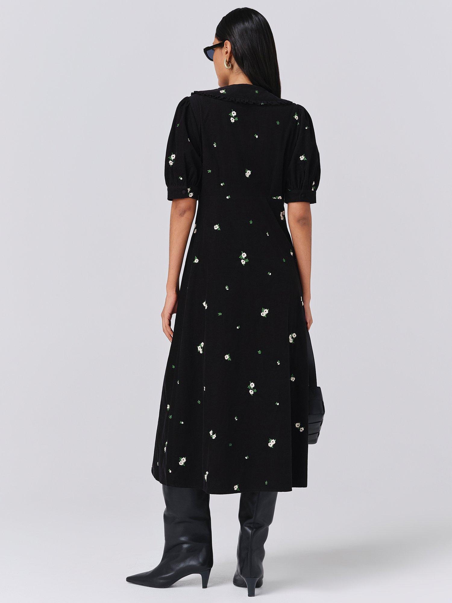 Product image 5 of 5, which shows Ghost Juniper Corduroy Midi Dress, Black, XS