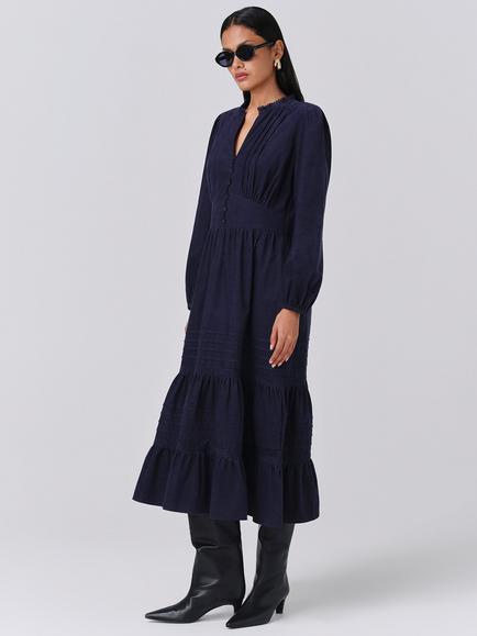 Ghost Kamila Corduroy Midi Dress - view 2, Navy