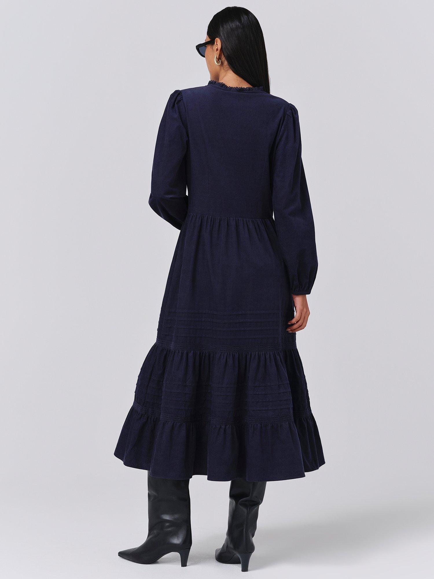 Product image 5 of 5, which shows Ghost Kamila Corduroy Midi Dress, Navy, XS