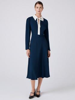Ghost Lilian Colour Contrast Dress, Navy, Navy