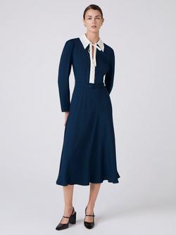 Ghost Lilian Colour Contrast Dress, Navy - view 2, Navy