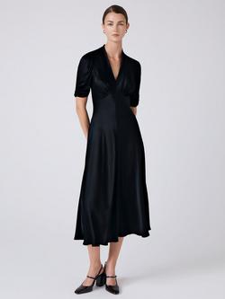 Ghost Mia Satin Tea Dress - view 2, Black