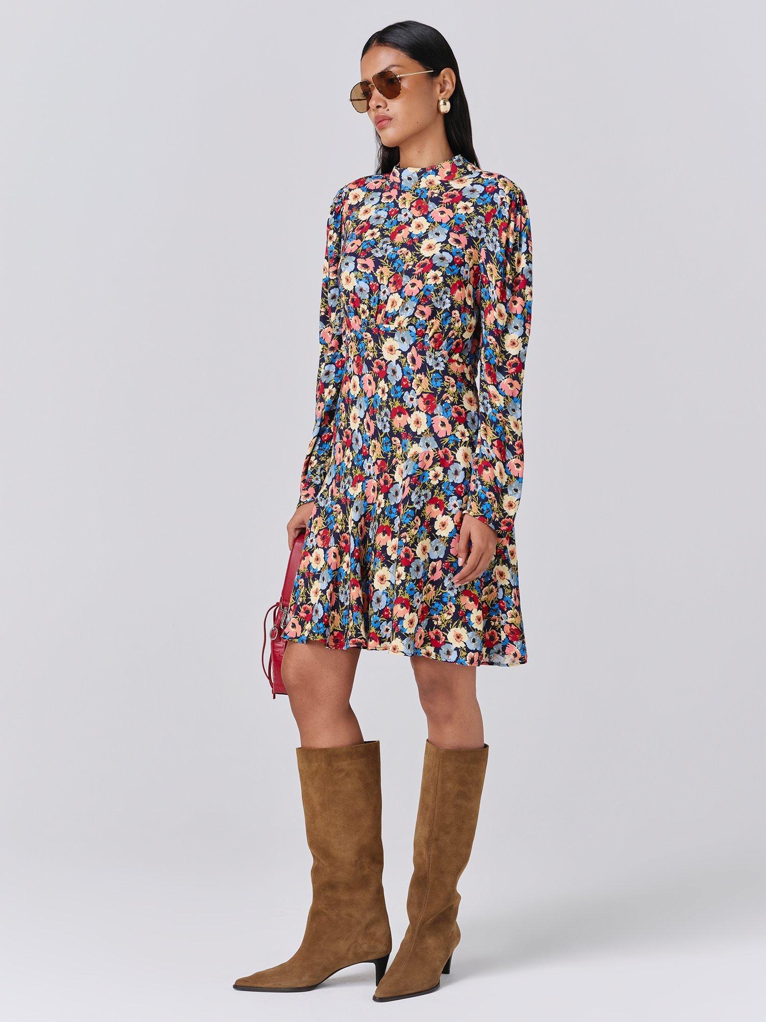 Product image 3 of 5, which shows Ghost Natalia Floral Mini Dress, Blue, XS