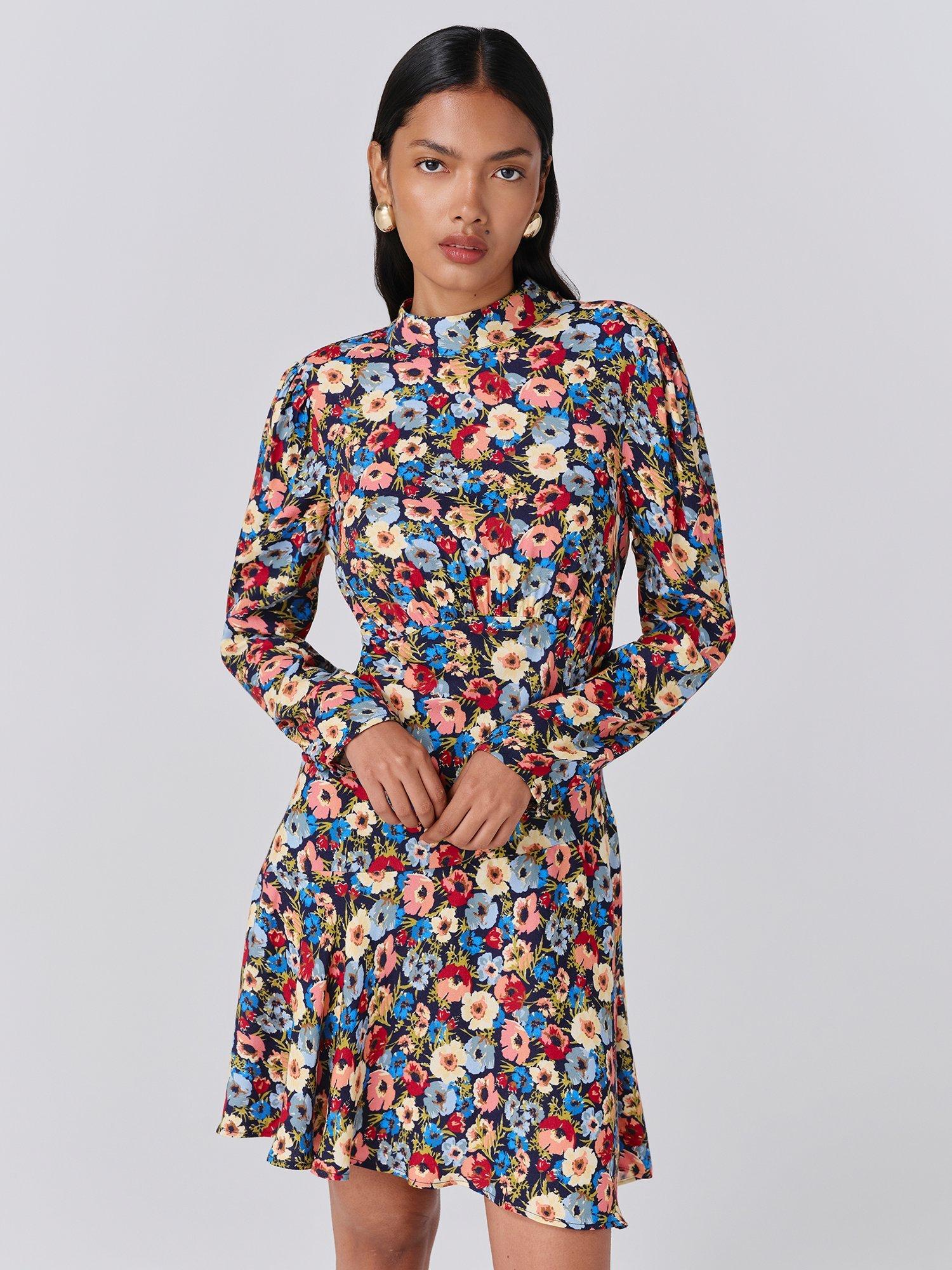Product image 4 of 5, which shows Ghost Natalia Floral Mini Dress, Blue, XS