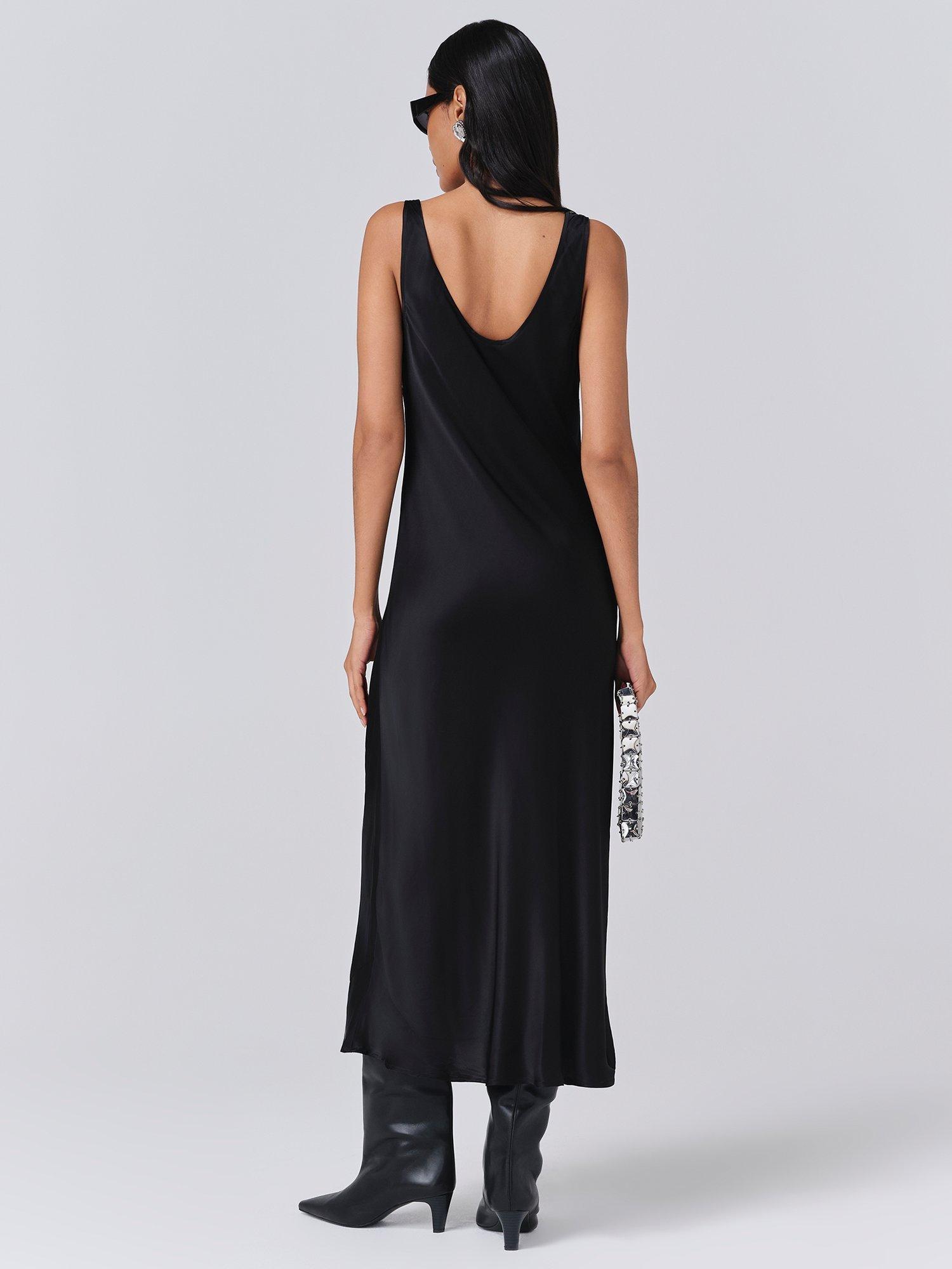 Product image 5 of 5, which shows Ghost Palm Sleeveless Scoop Neck Midi Dress, Black, XS