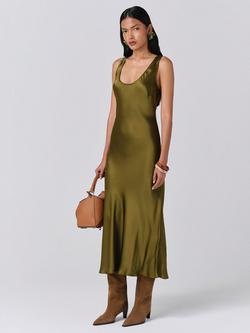 Ghost Palm Sleeveless Scoop Neck Midi Dress - view 2, Khaki