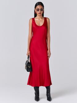 Ghost Palm Sleeveless Scoop Neck Midi Dress, Red