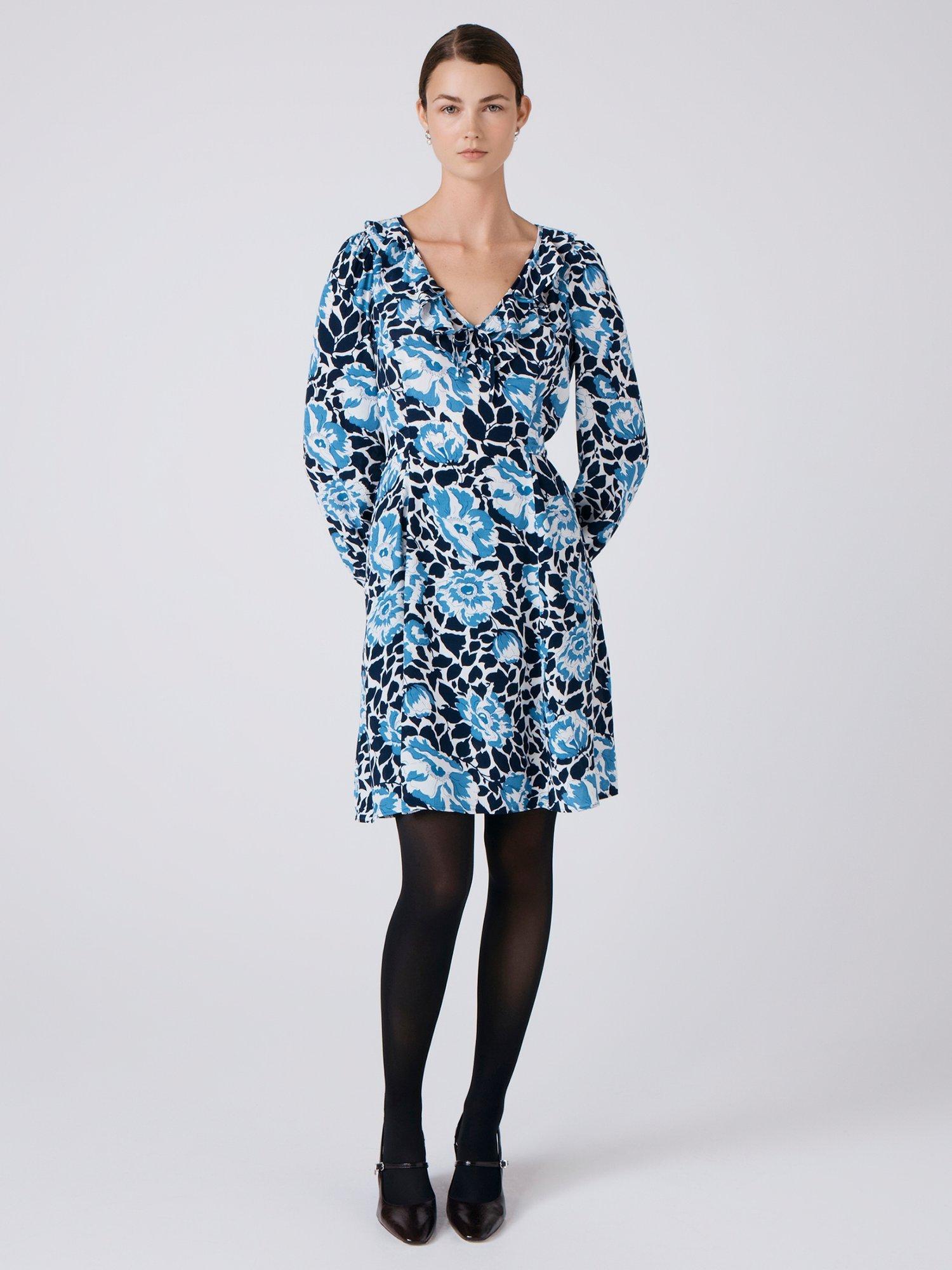 Product image 1 of 6, which shows Ghost Remi Floral Mini Dress, Blue, XS