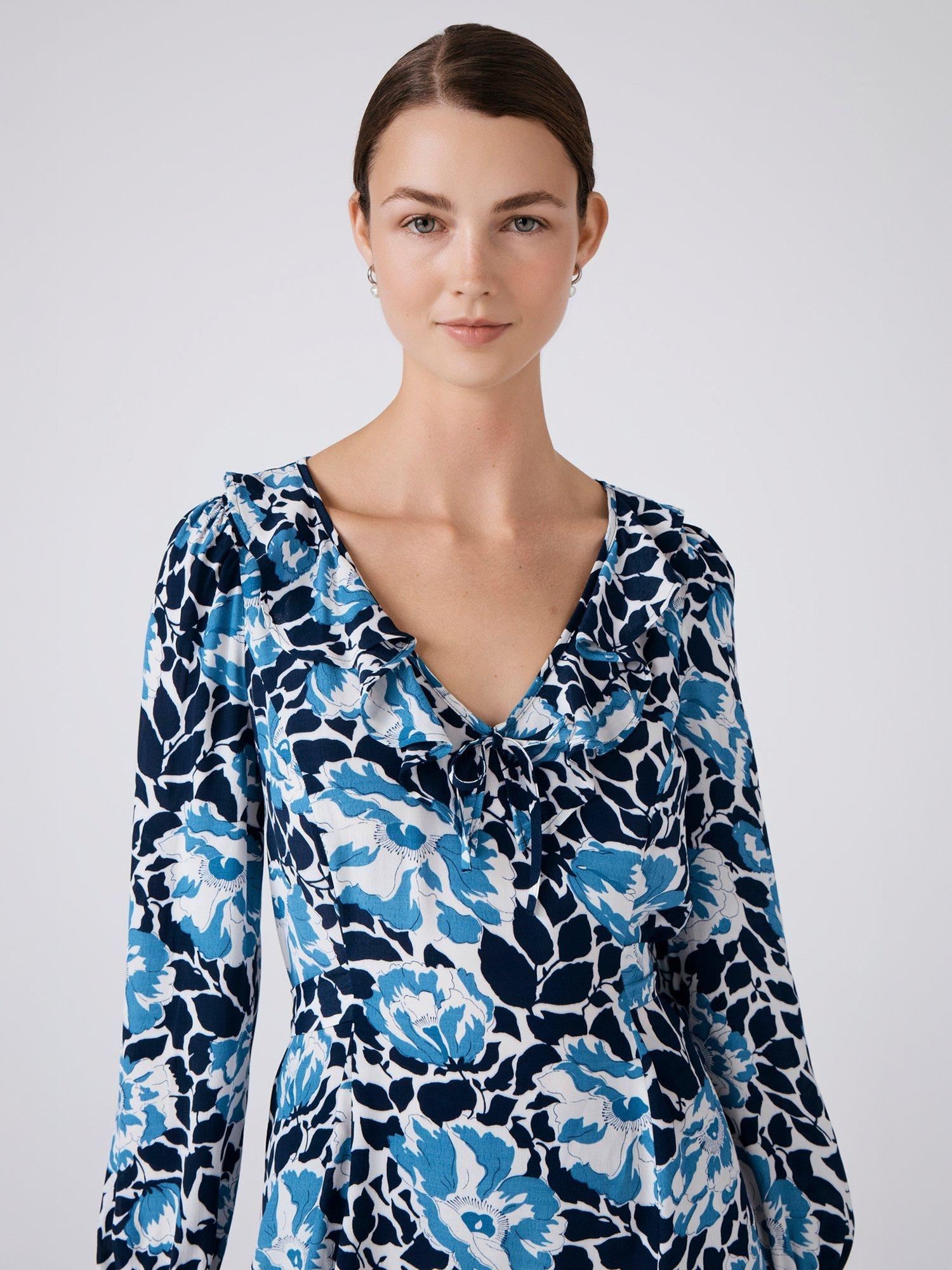 Product image 3 of 6, which shows Ghost Remi Floral Mini Dress, Blue, XS