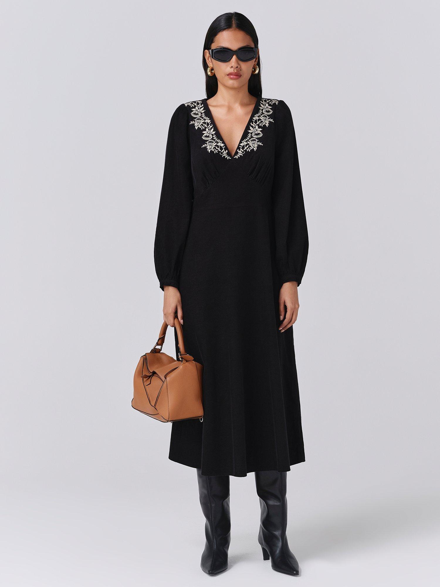 Product image 1 of 5, which shows Ghost Sienna Corduroy Dress, Black, XS