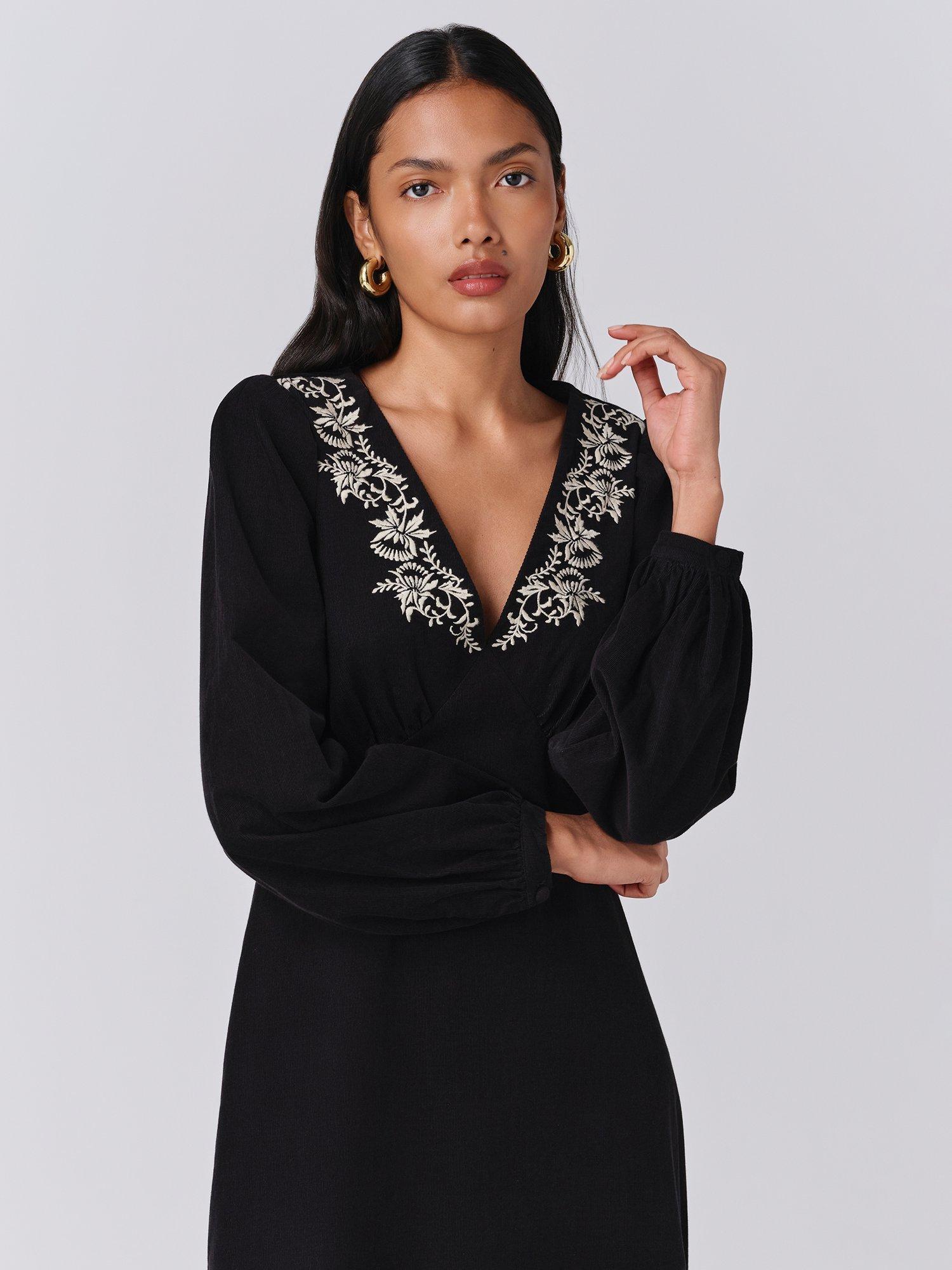 Product image 2 of 5, which shows Ghost Sienna Corduroy Dress, Black, XS