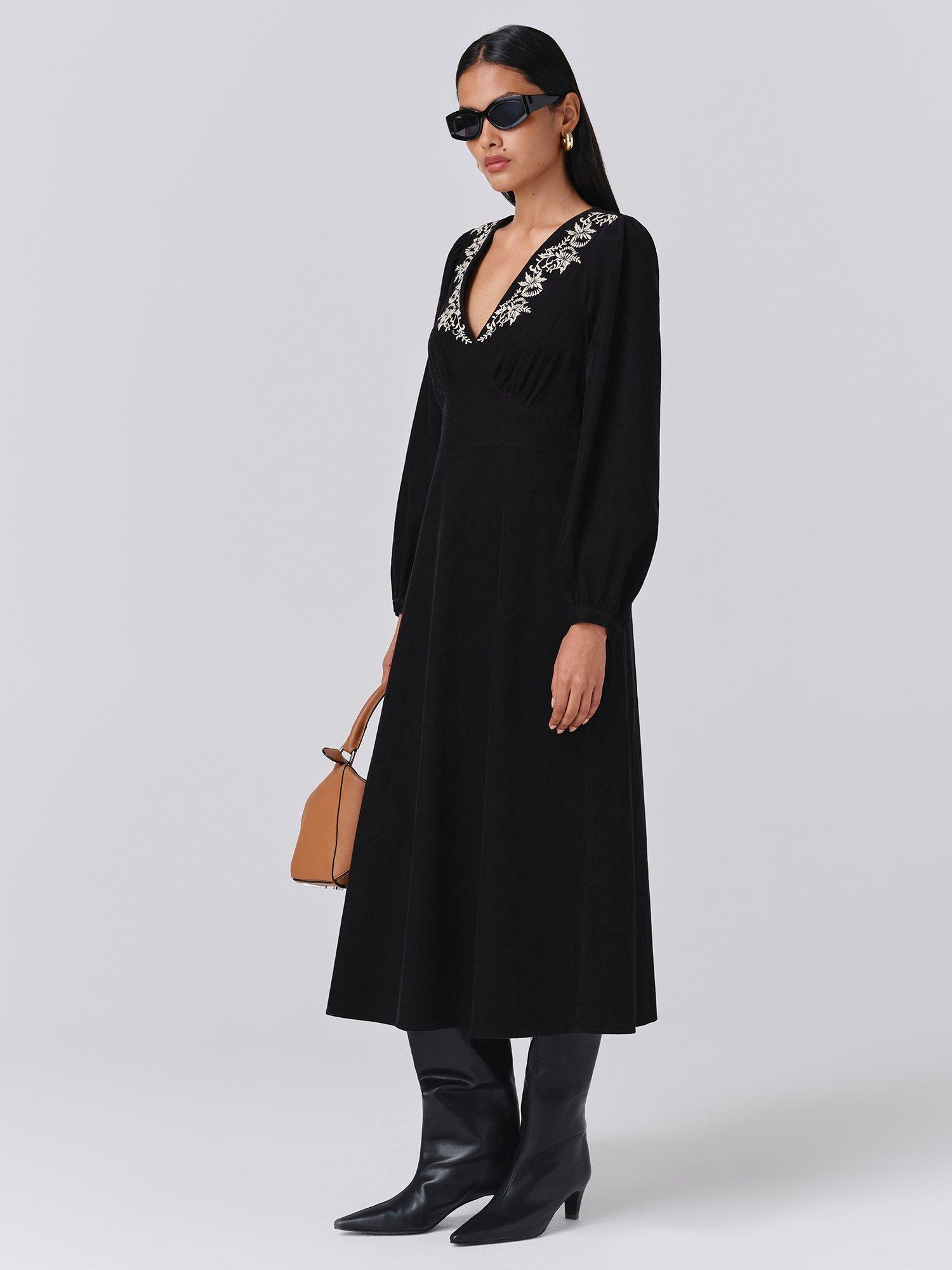 Product image 3 of 5, which shows Ghost Sienna Corduroy Dress, Black, XS