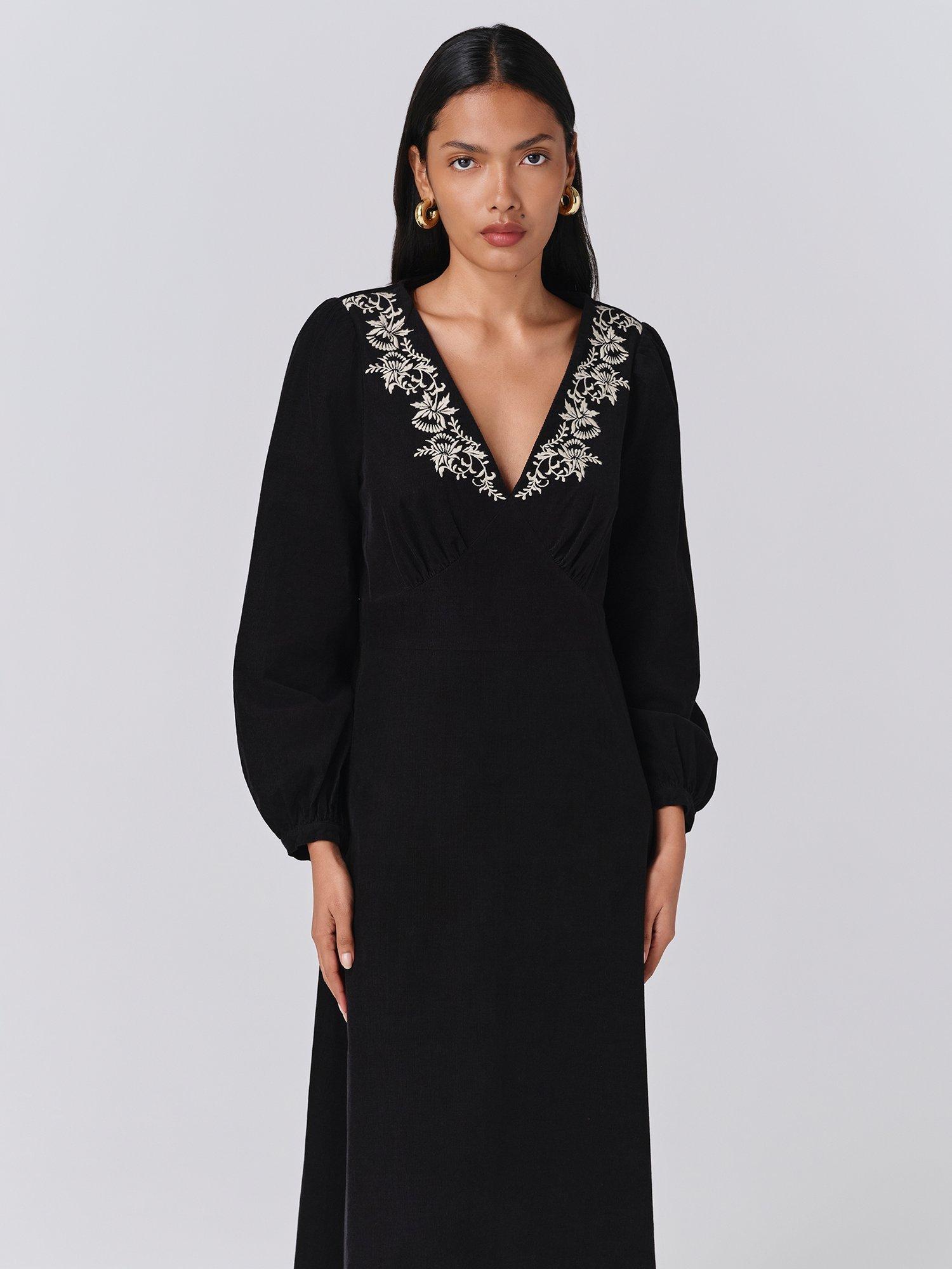 Product image 4 of 5, which shows Ghost Sienna Corduroy Dress, Black, XS